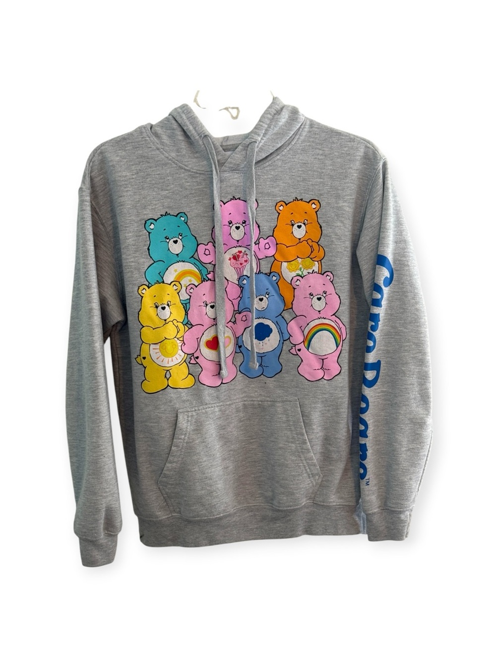 Care Bears Gray Pullover Hoodie Sweatshirt Size Medium
